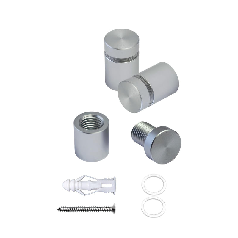 Pack of 12 Aluminum Wall Spacers, Standoff Screws, Sign Standoff Mounting Hardware Glass Standoff for Acrylic Signs (Satin Chrome, 1/2" x 1/2") 1/2" X 1/2" Satin Chrome