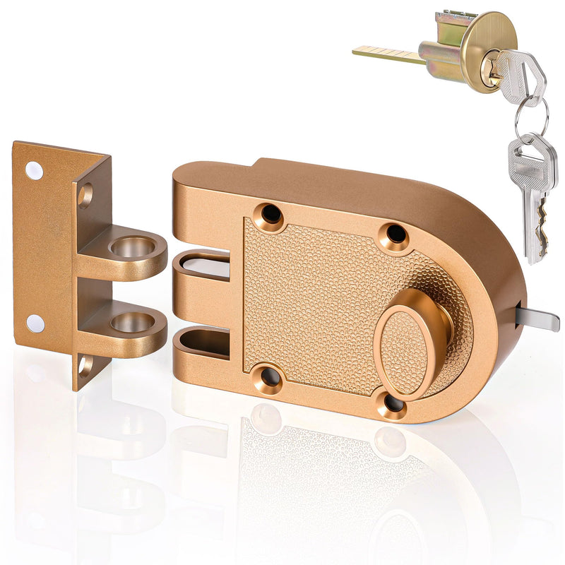 Jimmy Proof Deadbolt Lock - Heavy Duty Single Cylinder Keyed Entry Deadbolt, Anti-Pry & Anti-Kick Security Door Lock for Exterior/Entry/Front Doors, Gold Finish Brushed Gold