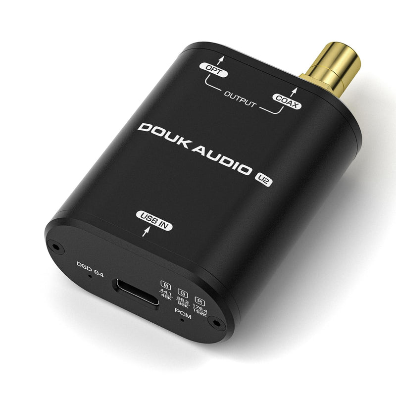 DoukAudio USB to SPDIF Converter: DDC Reclocker | Digital Interface with 24bit/192kHz Hi-Res XMOS XU316, Plug & Play, for Audiophiles, DAC & Home Theater (U2)