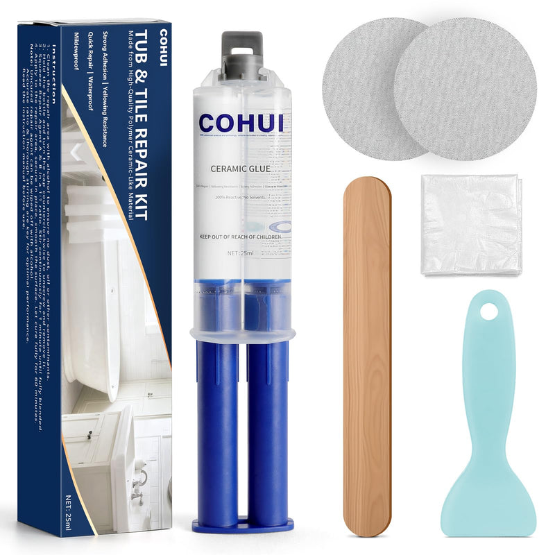 Porcelain Repair Kit White - High-Gloss Fiberglass Bathtub Tile Tub Repair Kit for Chips Cracks Scratches Rust Holes - Porcelain Sink Repair Kit for Ceramic Acrylic Tubs Toilets Fiberglass Shower