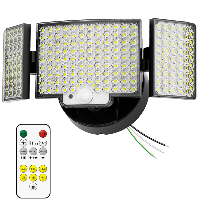 Motion Sensor Outdoor Light Hardwired, 45W 7500LM Security Flood Lights Motion Detector Dusk to Dawn Light, IP65 Waterproof, 220 LEDs Floodlight with Remote Control for Garage, Yard, Porch 1 Pack