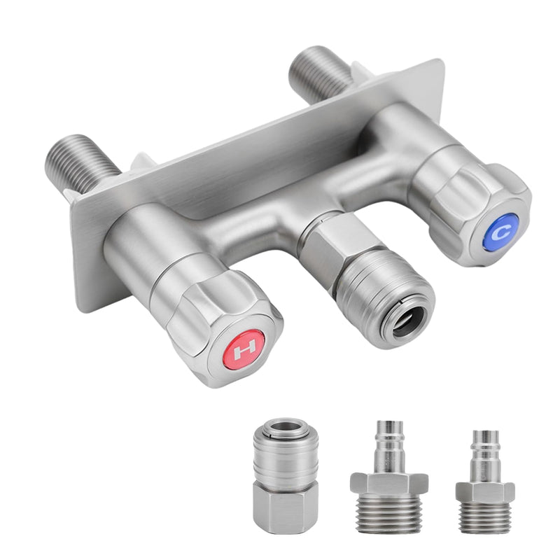 RV Exterior Quick Connect Shower Sprayer Faucet,4 inch Camper Outside Outdoor Bathroom Spray Hose Connect Faucet Valve Kit Replacement Brushed Nickel