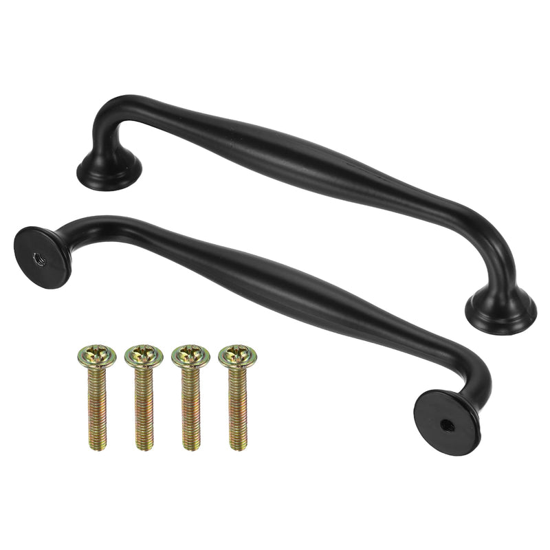 uxcell 10Pcs Drawer Pulls, 5.7"(145mm) Length Aluminum Alloy Kitchen Handles, Furniture Hardware Handles with Screw for Kitchen Cupboard, Desk Drawers, and Wardrobe, Black 5.7"(145mm)