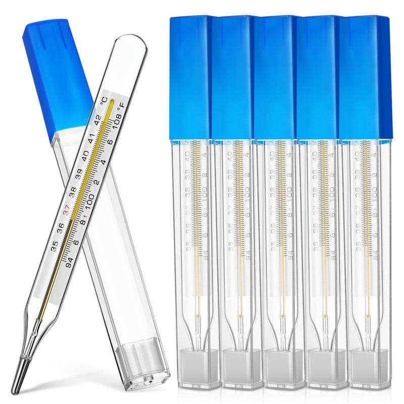TOYANDONA 6Pcs Glass Temperature Measurement Adult - General Use Temperature Testing Tools Accurate Fast Reading Old Fashioned Thermometer for Families, Dual Scale 6