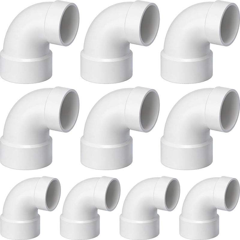 SUPPLYGIANT™ (10 Pack) 3" x 4" PVC DWV Closet Bend Reducing Elbow – Hub x Hub Fitting for Toilet Waste Connection, White