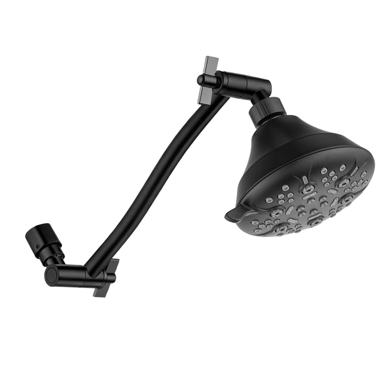 Joyrain 11-Inch Adjustable Shower Arm Extension | Unique Locking Gear Design | Universal G1/2 Fit for Standard Fixed Showerheads | Multiple Colors (Matte Black) Matte Black