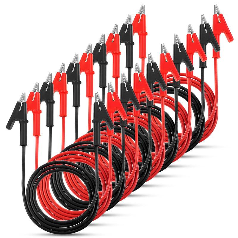 10 Pcs Alligator Clips Test Leads, 3.3 Ft/1m Jumper Wires, 1500V 15A Dual Ended Electrical Test Wires with Insulated PVC Shell, Red and Black
