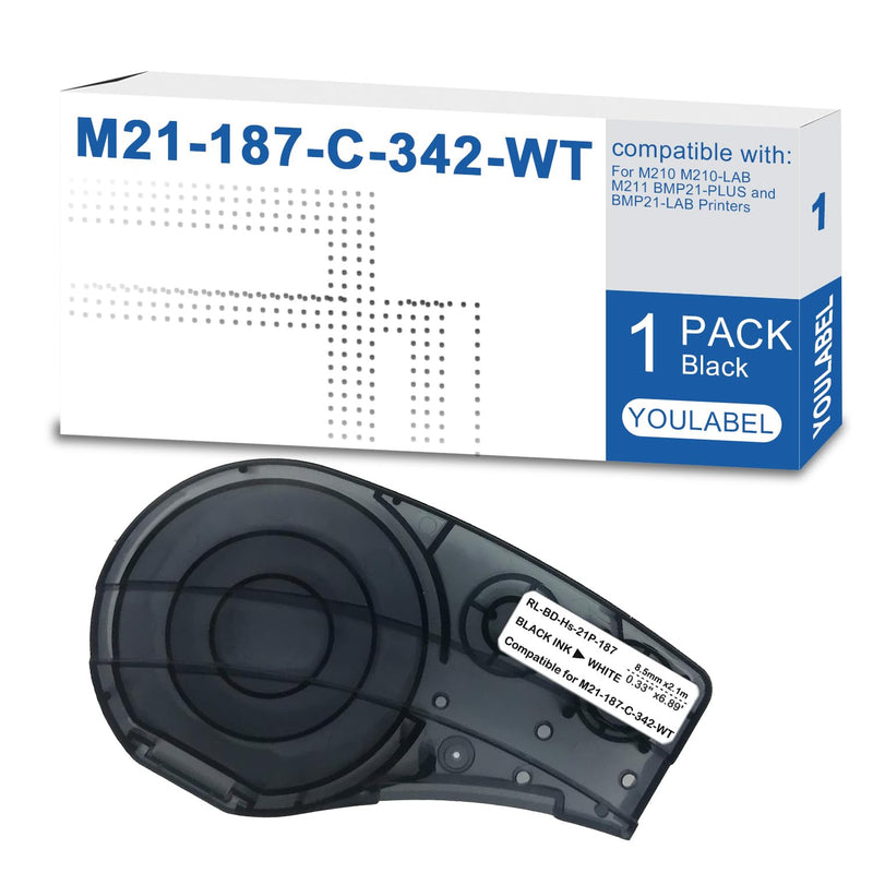 M21-187-C-342 PermaSleeve Heat Shrink Tubing for Control and Electrical Panels, Wire Harness Compatible for Authentic (M21-187-C-342) Black on White-for M210 M210-LAB M211 BMP21-PLUS