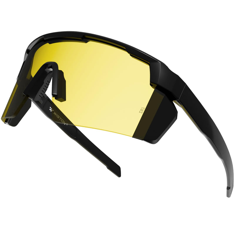 WISTON XL Z87 Sunglasses for Big Wide Heads Men Women,TR90 Ultralight UV400 Protection Sun Glasses Z8224 Black/Night Vision-non Polarized