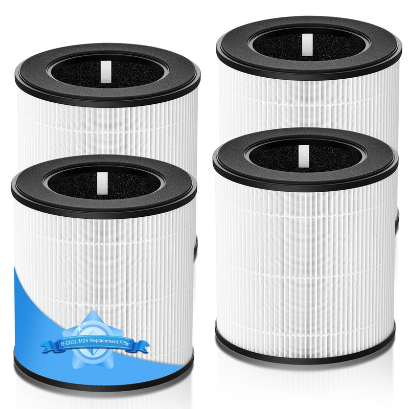 4 Pack B-D02L/M05 Replacement Filter for MOOKA B-D02L & M05 Air Purifier B-D02L-4PCS