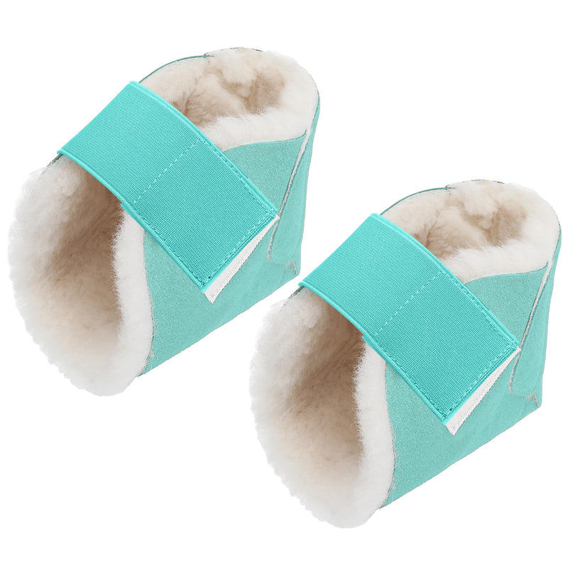 2 Pcs Heel Protectors for Pressure Sores Sheepskin Heel Pads Soft Foot Cushions Pad Protectors Adjustable Foot Pillows with Securing Strap for Bed Sore Ankle Ulcers(Teal) Teal