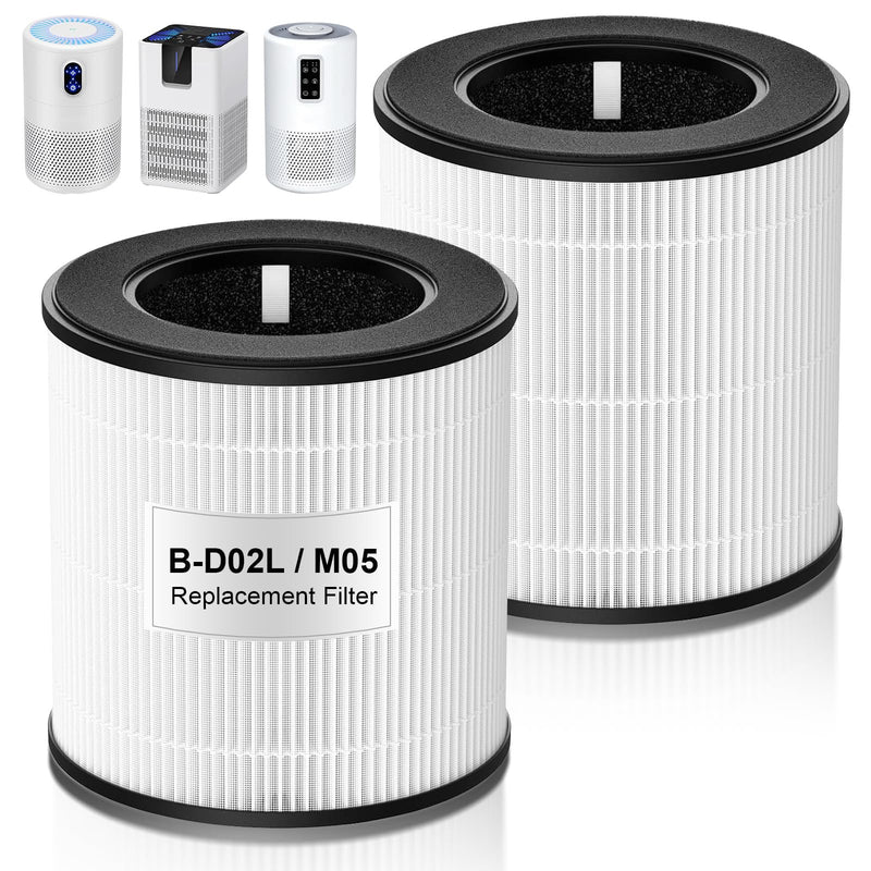 2 Pack B-D02L M05 Replacement Filter for MOOKA B-D02L & M05 Air Purifier B-D02L-White-2 Pack