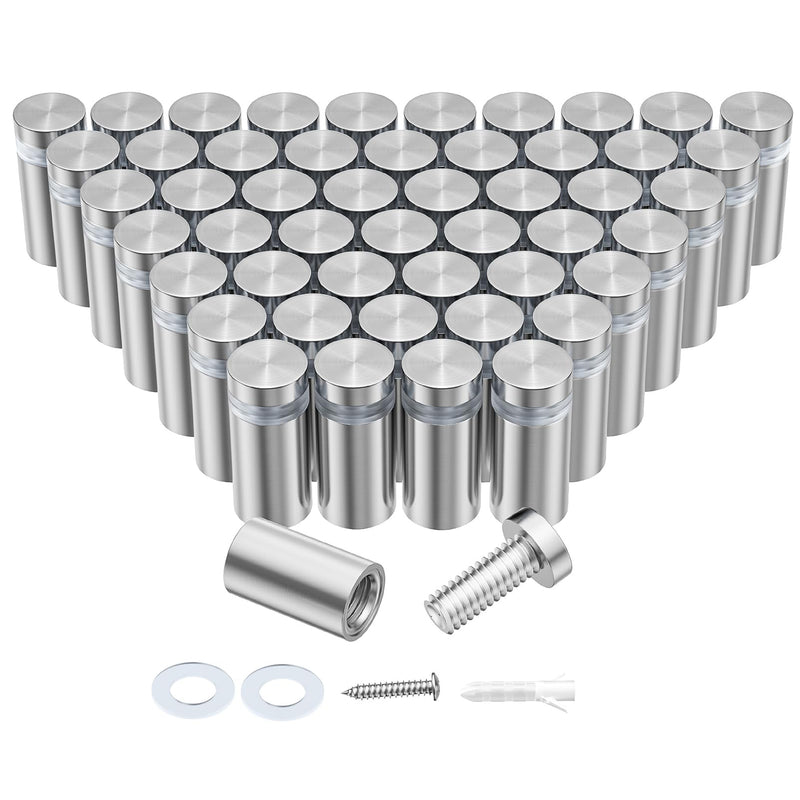 50 PCS Stainless Steel Standoff Screws (1/2 in. Dia x 3/4 in. L), Wall Standoff Mounting Hardware Advertising for Hanging Acrylic Picture, Silver