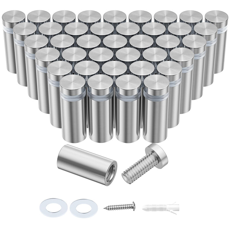 50 PCS Stainless Steel Standoff Screws (1/2 in. Dia x 1 in. L), Stand Off Mounting Hardware Advertising for Acrylic Signs, Silver 1/2 x1 Inch 50