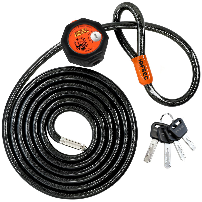 Heavy Duty Adjustable Cable Lock with 4 Keys 10' x 1/2" Diameter