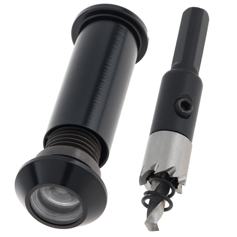 12 MM Door Viewer Peephole,160-Degree Solid Brass Peep Hole wih Drill Bit for 1-3/8" to 2-5/16" Doors,1/2" Door Eye Viewer for Home Office Hotel (Black) Black