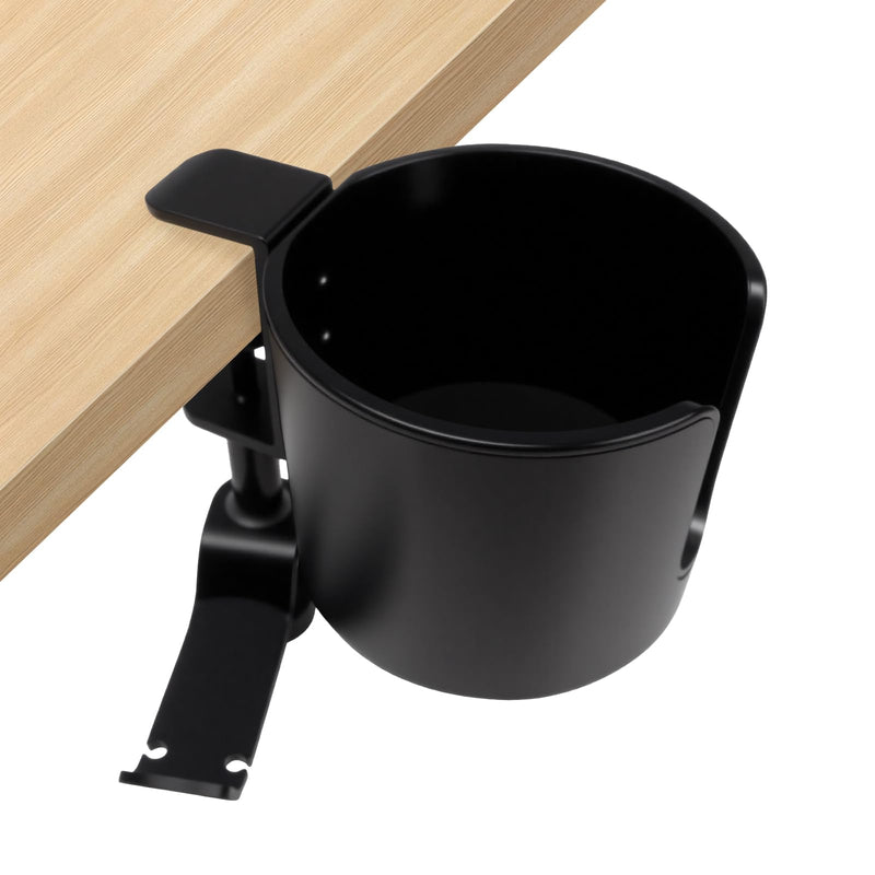 Clamp-On Desk Cup Holder with 360° Rotating Hook – Anti-Spill Drink Holder with No-Scratch Silicone Pads, Fits Mugs & Tumblers – for Home Office, Gaming, Camping & Outdoor Tables