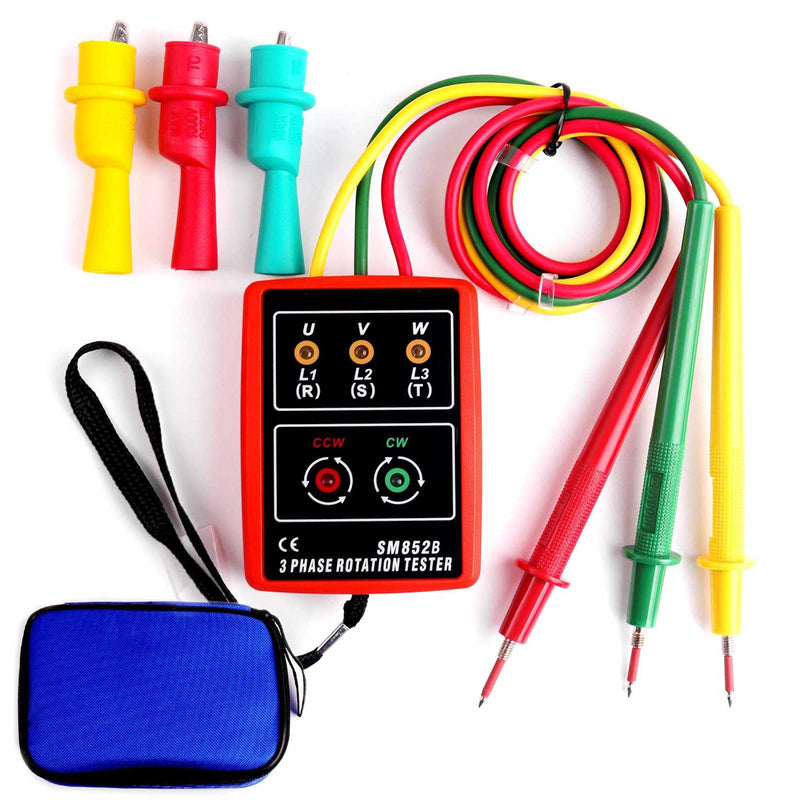 3 Phase AC Sequence Presence Rotation Tester,60V~600V Indicator Detector Meter with LED and Buzzer