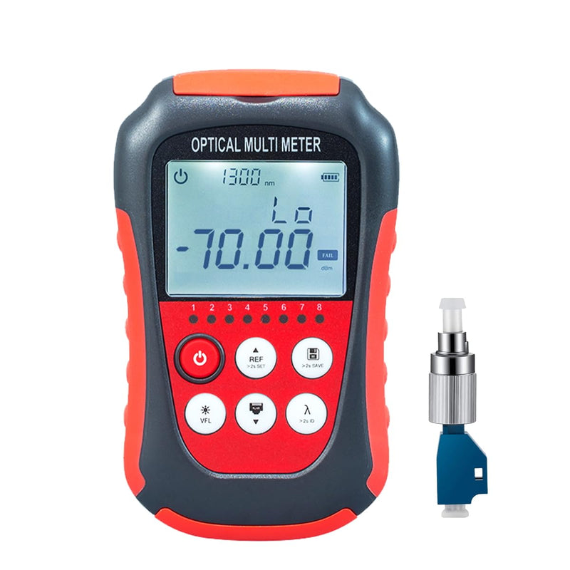 4-in-1 Optical Power Meter & Visual Fault Locator with RJ45 Tester, 10 Wavelengths 850-1650nm, Range -70~+6dBm, FC/SC/ST Compatible for Fiber Optic Network Maintenance with FC to LC Adapter lt-01