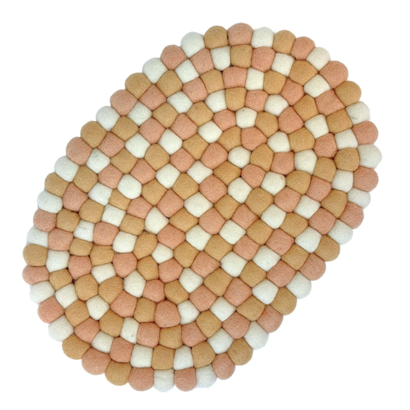 Global Crafts GLG50071XL_GWH - Handmade Felt Wool Trivet - Rectangle Table Mat, Multicolor Yellow, White