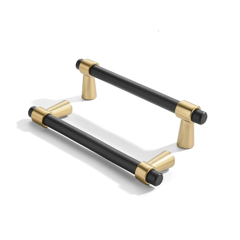 khtumeware 3 inch 5 Pack Matte Black/Brushed Brass Cabinet pulls Zinc Alloy, Kitchen Cabinet Handles, Wardrobe Drawer Handles - Suitable for Bathroom cabinets, Bedroom Furniture