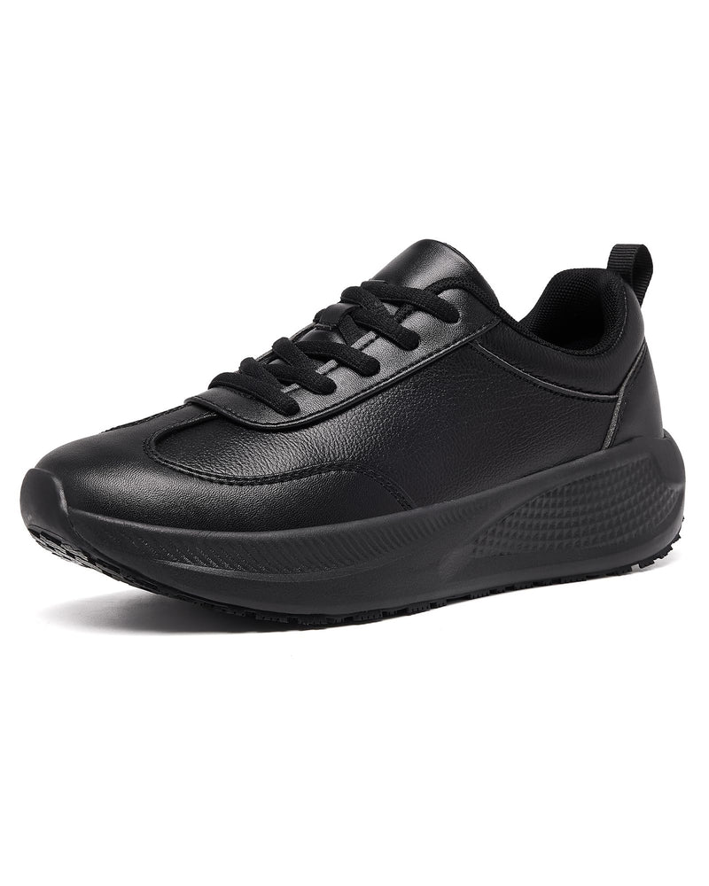 Non Slip Work Shoes for Women Black Food Service Slip Resistant Shoes Waterproof Kitchen Chef Walking Sneakers Nursing Standing All Day 6.5