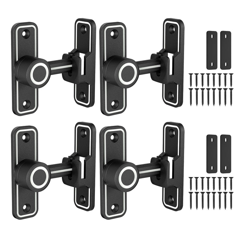 Barn Door Lock 2.4" 90/180 Flip Gate Latch, Luminous Black-4 Pcs