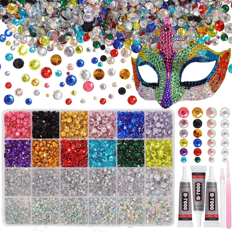26000PCS Colorful Resin Flatback Rhinestones for Crafting, Resin Rhinestones for Bedazzling Kit, 2/3/4/5/6mm Flatback Gems Jewels for DIY Mugs Tumblers Clothing Shoes Nail Art SS11