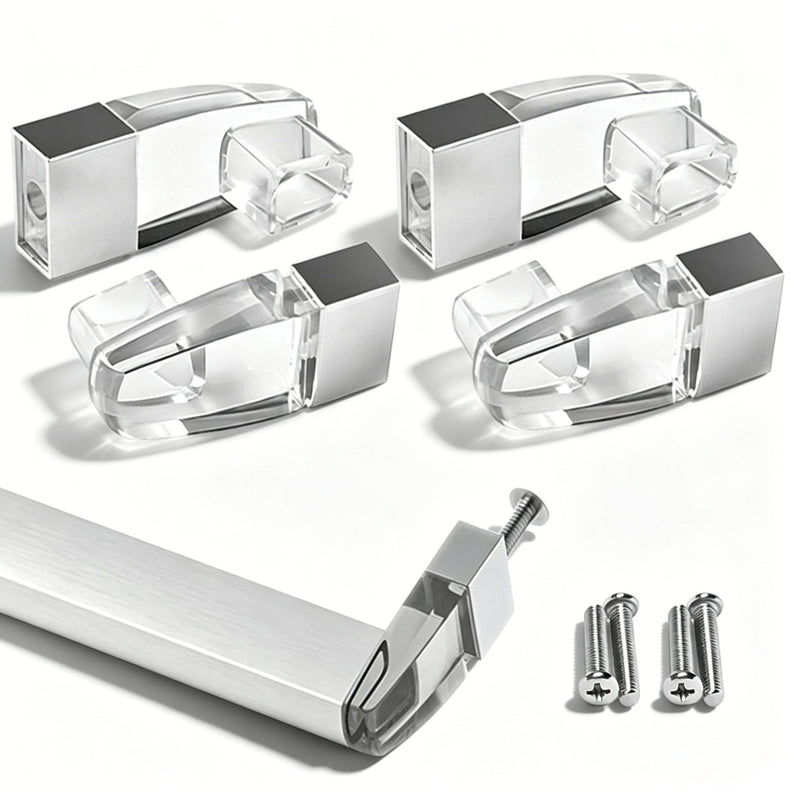 Compatible with Alumax/Basco Shower Door Parts - 4 Pack Clear Acrylic Towel Bar Brackets Replacement Parts for Framed Sliding Glass Shower Door Handle - Towel Bar NOT Included