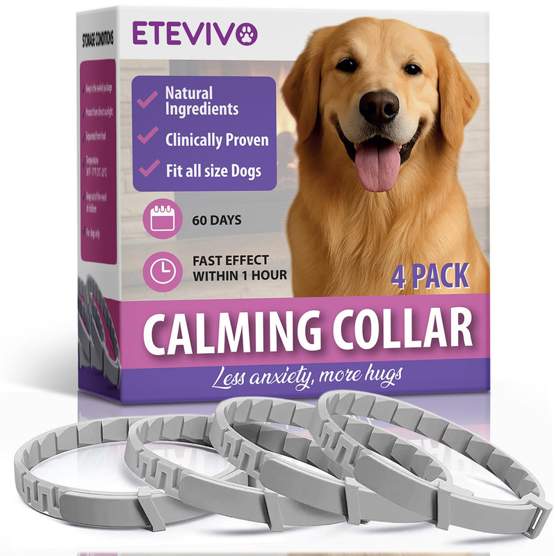 Calming Collar for Dogs 4 Pack – Dog Pheromone Collars Anxiety Relief, Stress & Separation – 25 Inches Adjustable Fits Small Medium Large Dogs – Long Lasting 60 Days, Helps Reduce Bad Behavior
