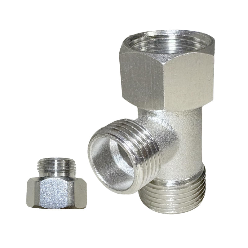 Bidet T Adapter, Metal T-Valve for Bidet (7/8"x 1/2"x 7/8") and (7/8"x 3/8"x 7/8"), 3 Way T-Comnector Bidet Attachment for Toilet Include Washer