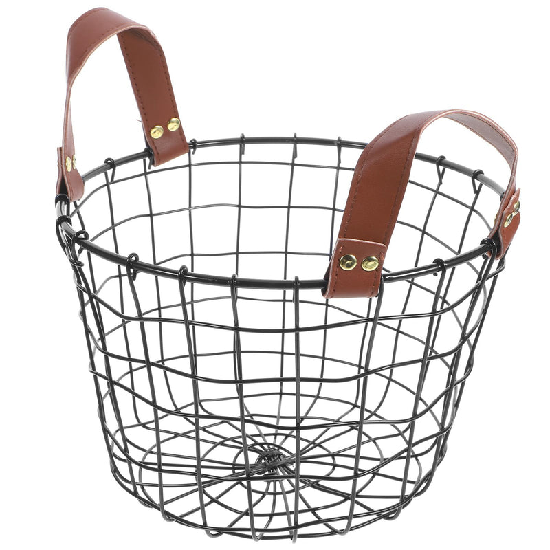 Uonlytech Portable Metal Wire Firewood Storage Basket with Handle Round Outdoor Firewood Organizer for Camping and Indoor Use Large Capacity Multi-purpose Iron Basket for Logs and Sundries
