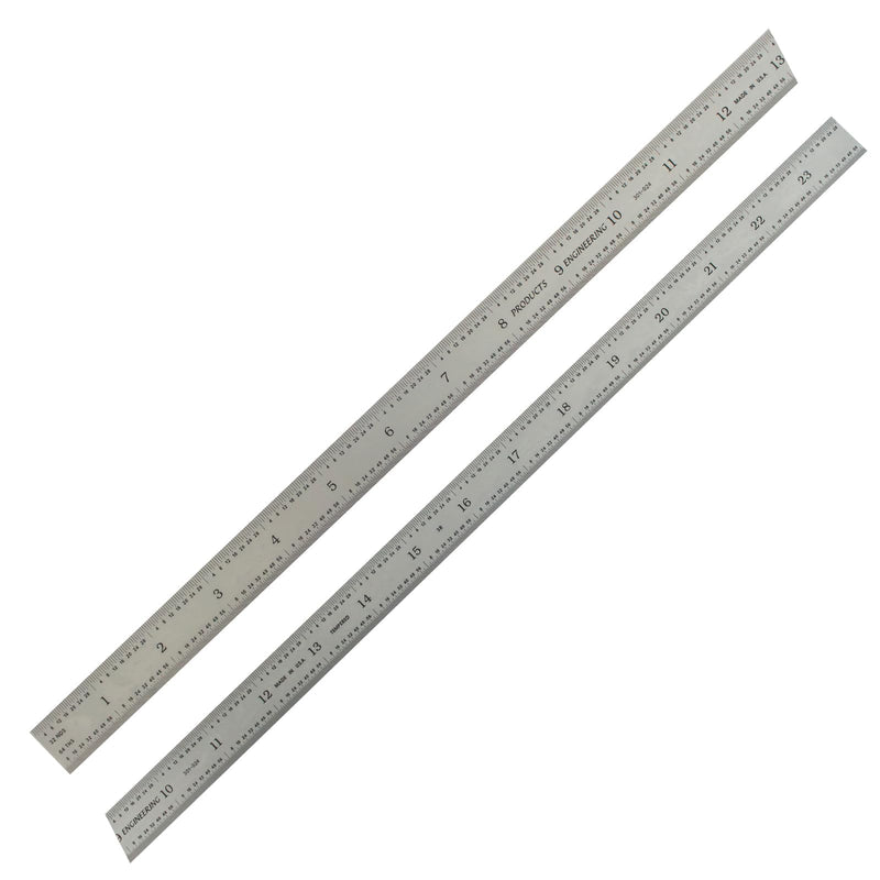 PEC Tools 24" Flexible Steel Ruler, High-Quality Carbon Steel with Satin Chrome Finish, 3R Graduation (1/32", 1/64", 1/10", 1/50"), Fully Hardened and Tempered, Made in USA Carbon Steel-Flexible 24"