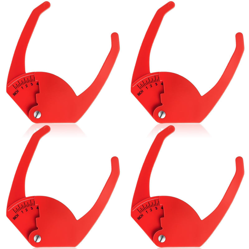 4 Pcs Plastic Pocket Caliper 7" Range Tree Caliper Measuring Tool for Onion, Fruit and Vegetable Diameter Measurement, 1/4 Inch Scale, Red, Easy to Read, Portable to Carry 4