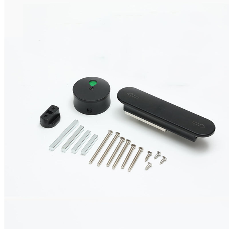 Vacant Occupied Bathroom Lock,Door Lock Indicator,Bathroom Toilet Door Lock，Public Toilet Left and Right Push Lock with The Vacant (Green) / Engaged (red) Indicator（Black）