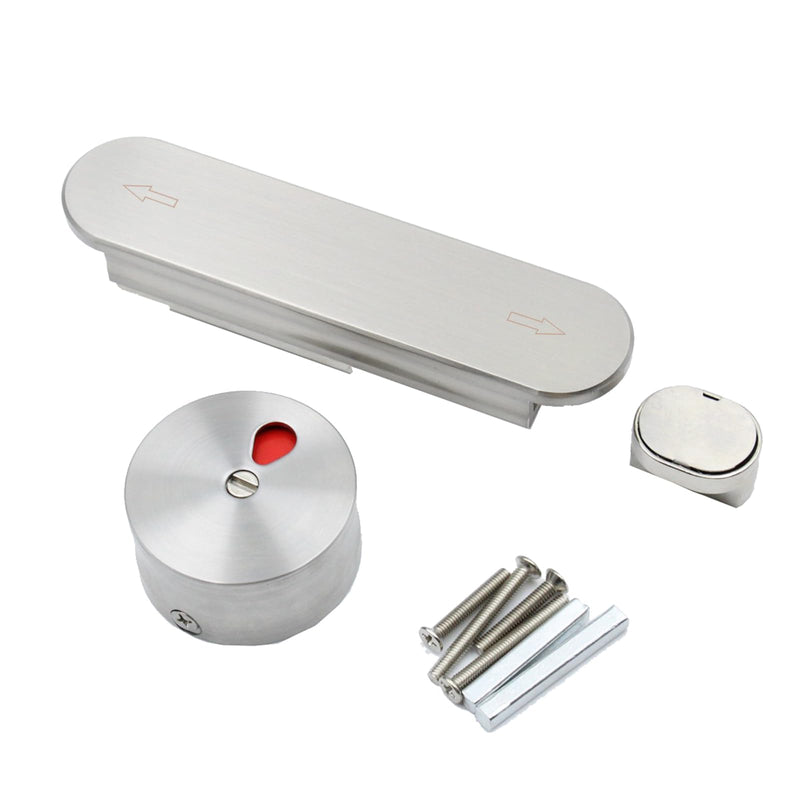 Door Lock Indicator,Bathroom Toilet Door Lock，Public Toilet Left and Right Push Lock withThe Vacant (Green) / Engaged (red) Indicator（Silver ）