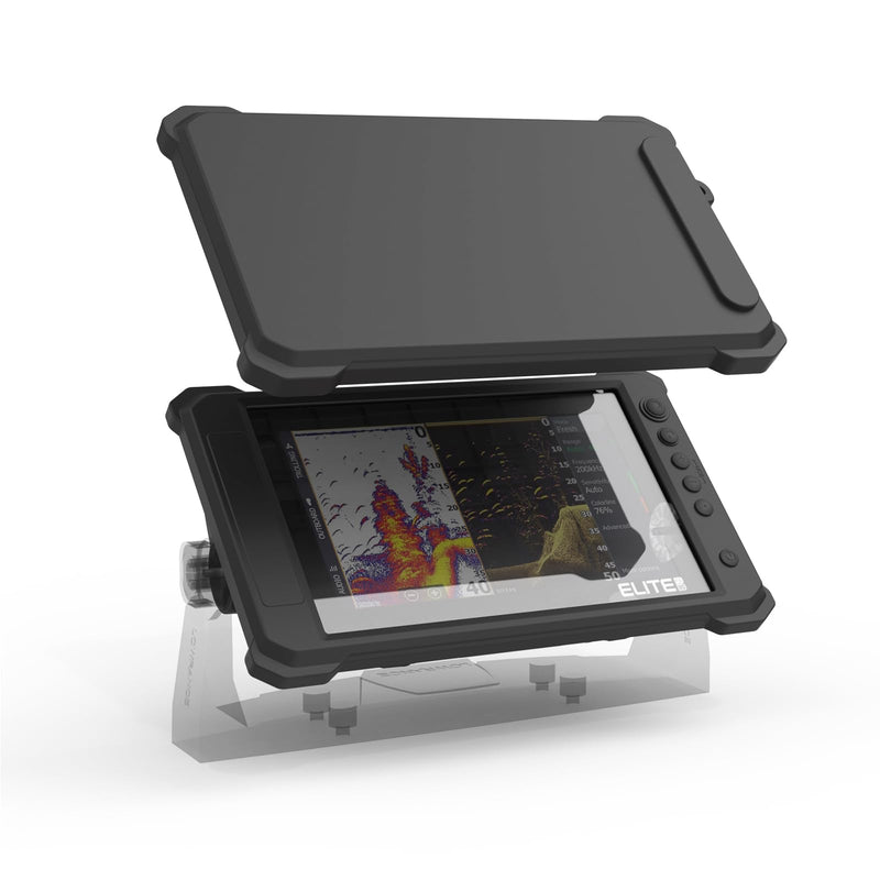 Fish Finder Protective Silicone Skin Cover Compatible with Lowrance Elite FS 9, Black Silicone Cover with Installation Case