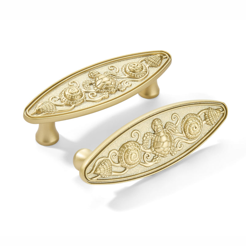 khtumeware 3 inch 5 Pack Brushed Gold zinc Alloy Cabinet pulls Suitable for Kitchen cabinets, Bathroom cabinets, wardrobes, Furniture Drawers Handles. Seaside Cottage Pull
