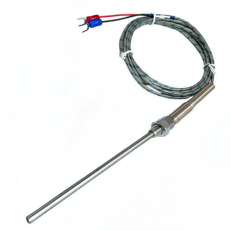 K-Type Thermocouple Sensor, 0-600℃ A-Grade Probe, 100mm×5mm Stainless Steel with 2M/6.6Ft High-Temp Shielded Wire