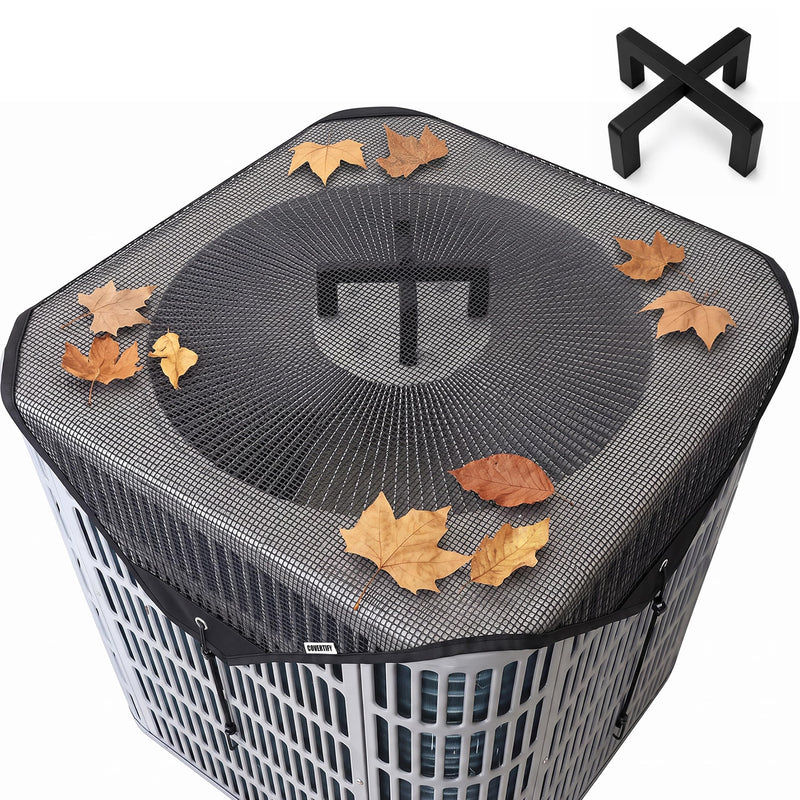 Airflow Lift Central Air Conditioner Cover for Outside 36x36 Mesh Black+Stand 36''x36''