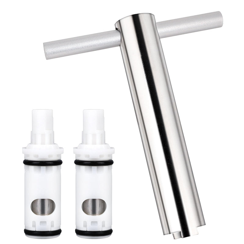3pcs Faucet Cartridge Replacement Kit with Removal Tool, Cartridge Retainer Removal Tool Compatible with Moen 1224 1224 B for Double Handle Kitchen Tub Shower Bathroom Bathtub Valve Repair Parts