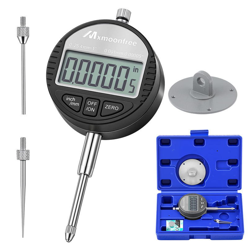 Digital Dial Indicator 1 inch/25.4 mm | 0.001mm/0.00005" Resolution, High-Speed Electronic Probe Test Gauge with LCD, Inch/Metric Conversion for Lathe, 3D Printer, CNC & Industrial Use 25.4mm/1.0"