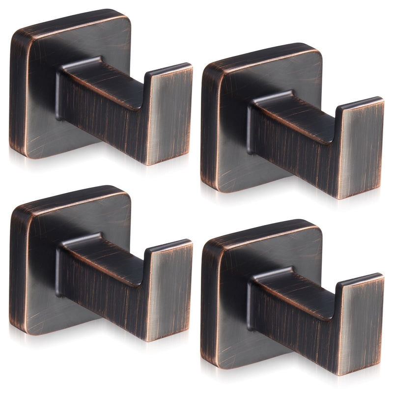 4 Pack Oil Rubbed Bronze Towel Hooks, Decorative Heavy Duty Towel Hooks for Hanging Bathroom Robe Holder Wall Mounted with Hardware