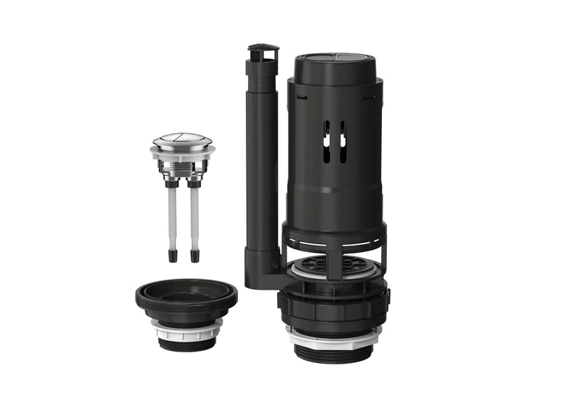 R&T Universal Dual Flush Valve for 2-piece Toilet with Top Push Button Toilet Repair Kit Inside Tank Compatible with 3-Inch and 2-Inch Toilet Drain Outlet A2422U 3-lnch Drain Outlet(Add 2" Converter）