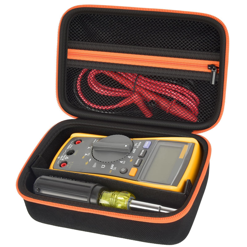 BoobowL Hard Carrying Case Compatible with Fluke 17B+/15B+/ 117/116/ 115/114/ 107 Digital Multimeter, Protective Storage Bag with Zippered Mesh Pocket & Detachable Divider for Accessories (Box Only) Black