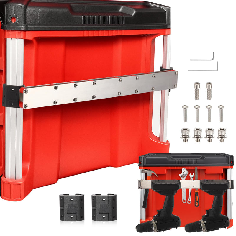 Power Drill Holder Compatible with Milwaukee Packout Toolbox Accessories Tape Measure Tool Holder Hanging Screwdrivers Wrenches on the Side for Toolbox No Drilling Organizer 14.8 x 1.4 x 0.6 inches nonmagnetic