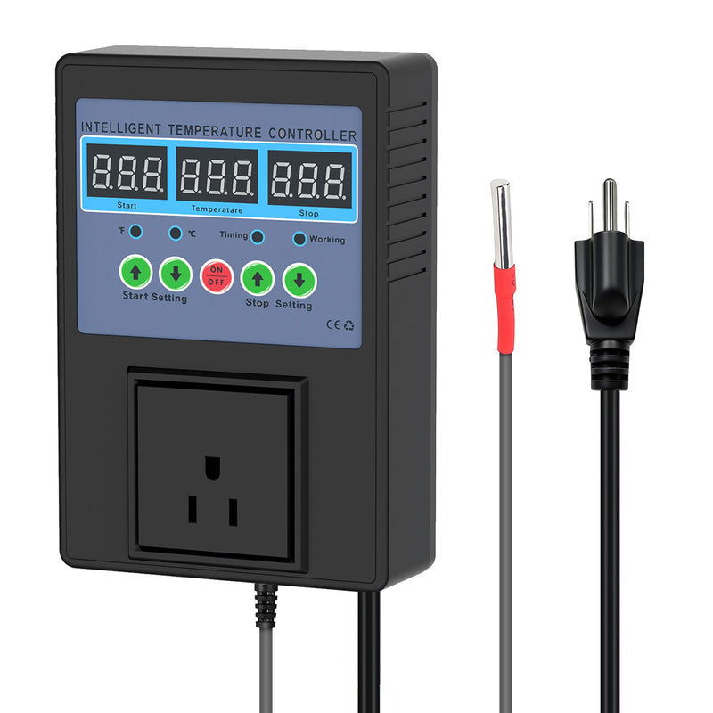 Intelligent Digital Temperature Control Sensor Regulator 100V-240V 15A -20℃-120℃ Heating/Cooling Thermostat Control Switch with LED Display Monitor,Suitable for Incubators,Brooders,Refrigerators
