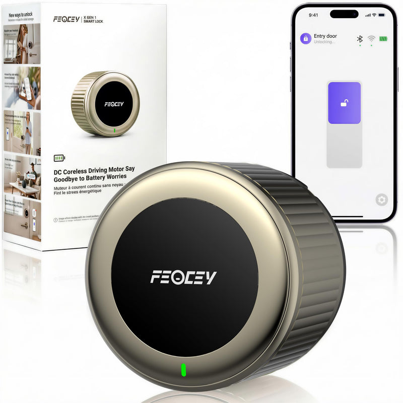 Retrofit Smart Lock for Existing Deadbolt, Built-in Wi-Fi Champagne gold
