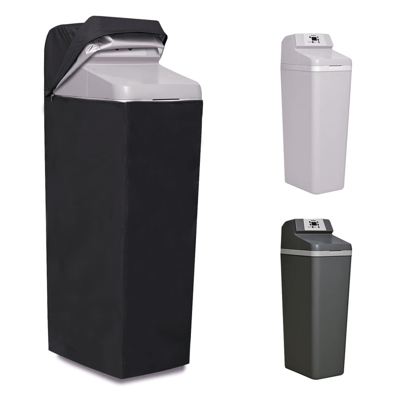 Water Softener Cover,Jacket Access Soften Station Tank Covers,Openable Top Easy to Use Removal-Free Installation,for Water Softener Outdoor UV Dust Protection of Outside Units Heater Parts (Black) Black