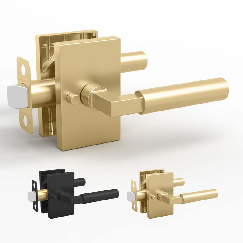 Mega Handles Camden Gold Privacy Door Handle, Satin Brass, 1 Pack
